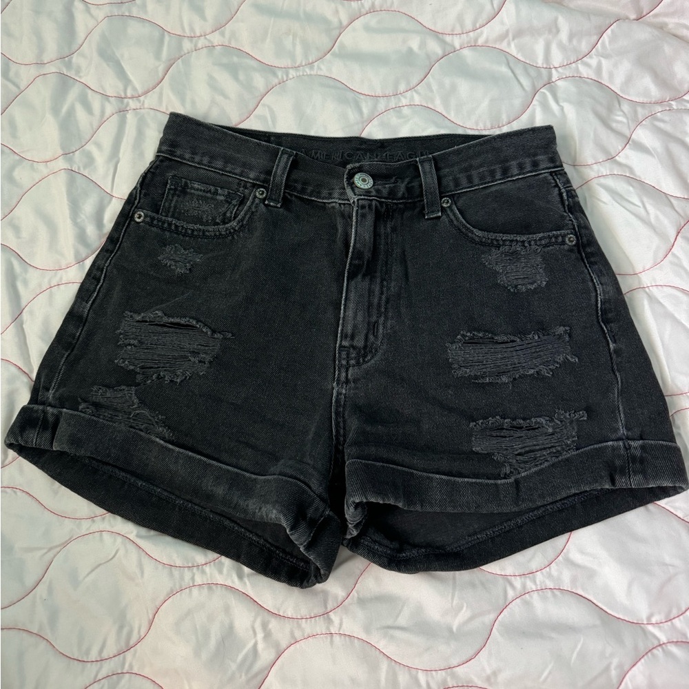 American Eagle High Rise Black Jean Shorts